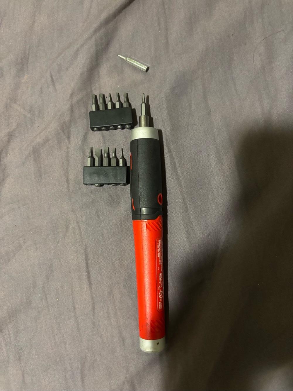 Red Precision Electric Screwdriver with Interchangeable Bits